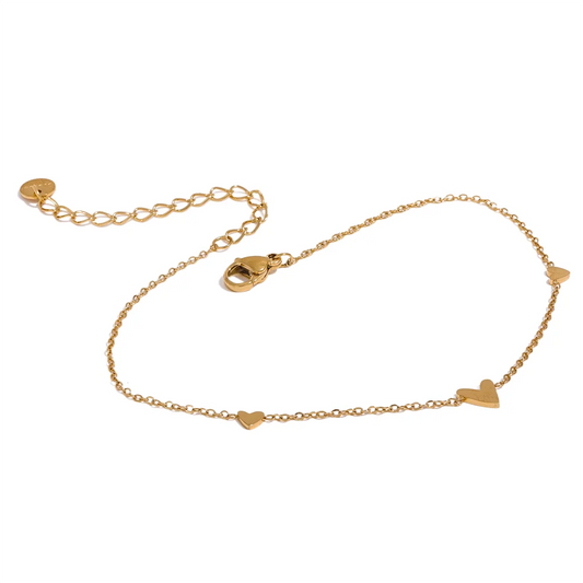 Heart chain anklet gold silver color summer jewelry - product image