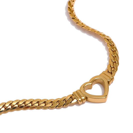 Heart chain flat collar waterproof necklace - product image