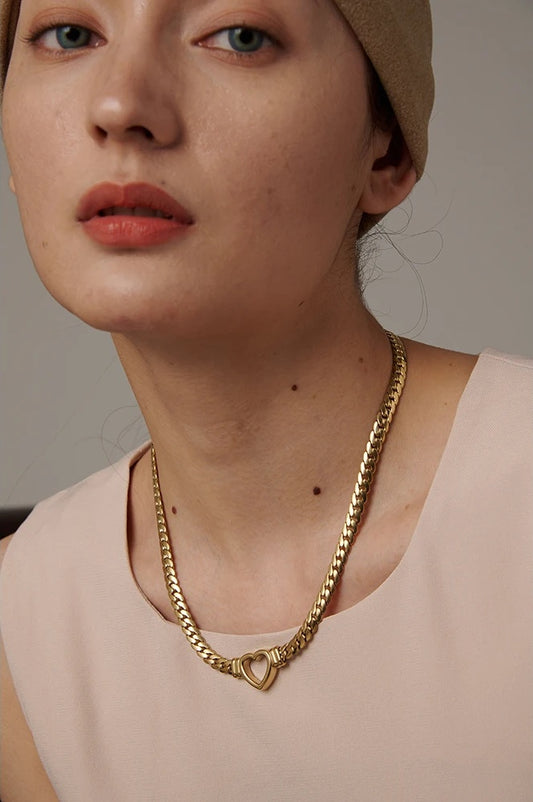 Heart chain flat collar waterproof necklace - product image