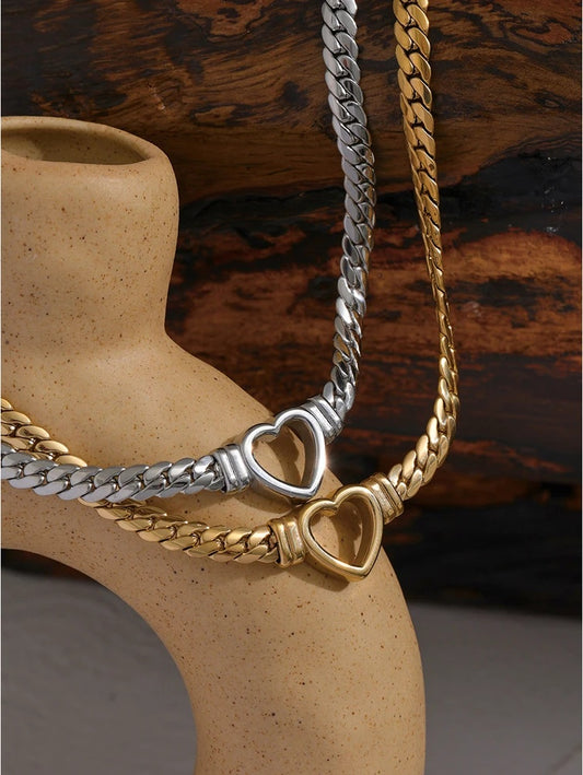 Heart chain flat collar waterproof necklace - product image
