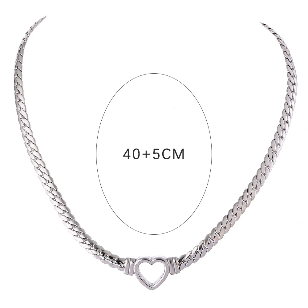 Heart chain flat collar waterproof necklace - product image