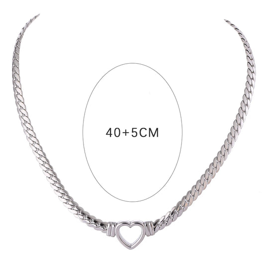 Heart chain flat collar waterproof necklace - product image
