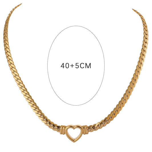 Heart chain flat collar waterproof necklace - product image