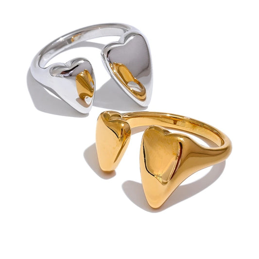 Heart chic open adjustable fashion ring - product image