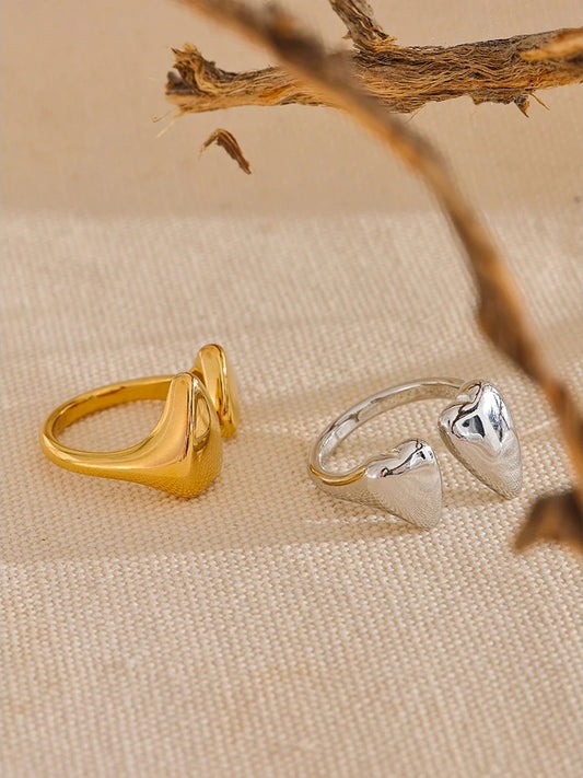 Heart chic open adjustable fashion ring - product image