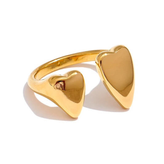 Heart chic open adjustable fashion ring - product image
