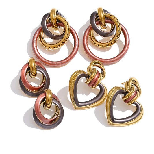 Heart contemporary hollow stud earrings - product image