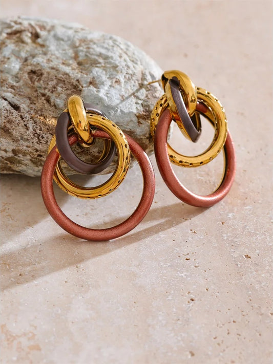 Heart contemporary hollow stud earrings - product image