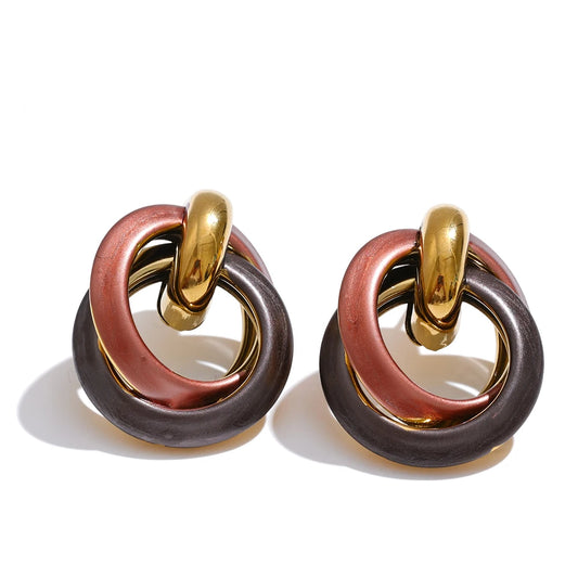 Heart contemporary hollow stud earrings - product image