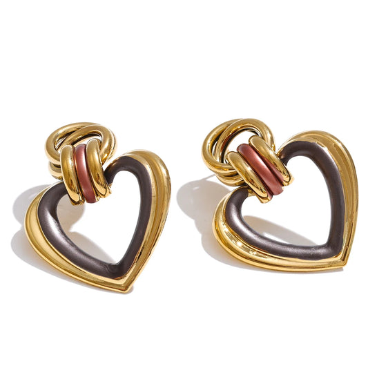 Heart contemporary hollow stud earrings - product image
