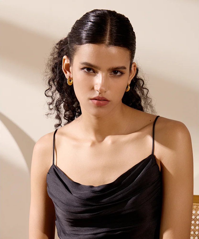 Heart contemporary hoop earrings women - product image