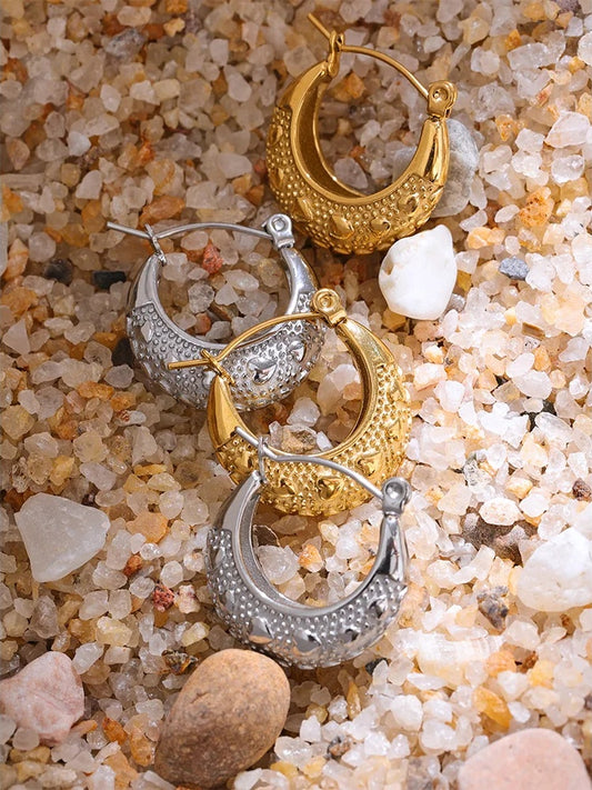 Heart contemporary hoop earrings women - product image