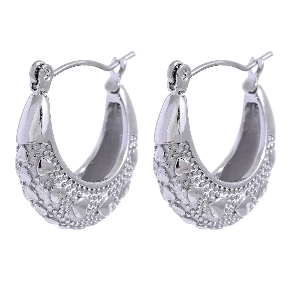 Heart contemporary hoop earrings women - product image
