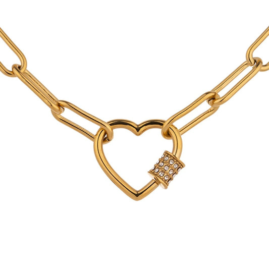 Heart cubic zirconia chain delicate choker necklace - product image