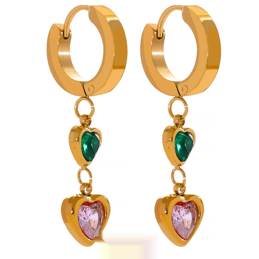 Heart cubic zirconia drop dangle earrings - product image
