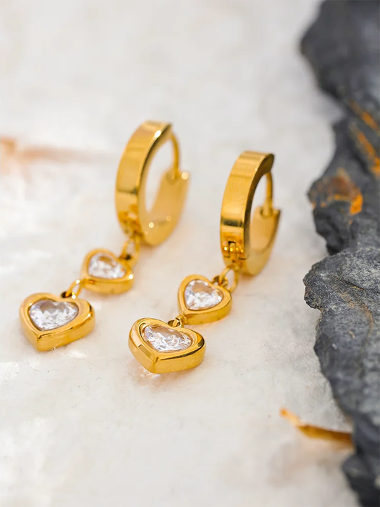 Heart cubic zirconia drop dangle earrings - product image