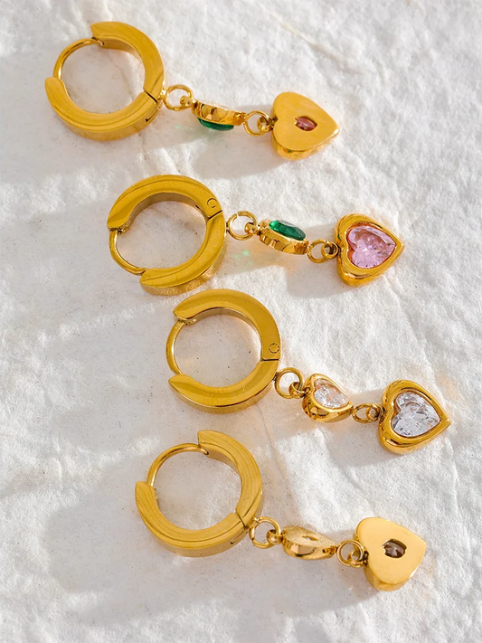 Heart cubic zirconia drop dangle earrings - product image