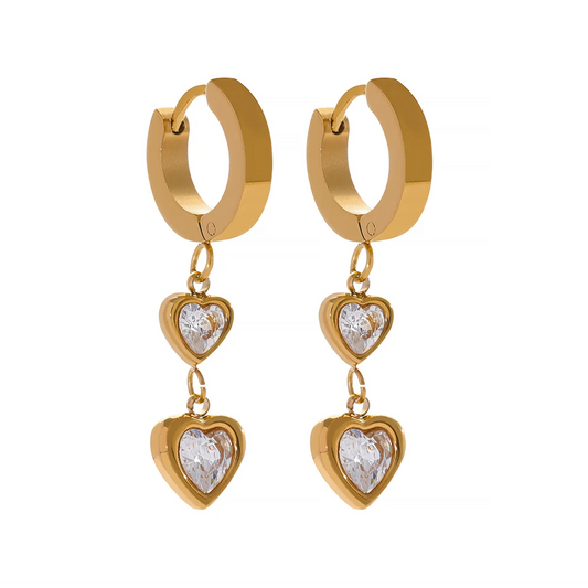 Heart cubic zirconia drop dangle earrings - product image