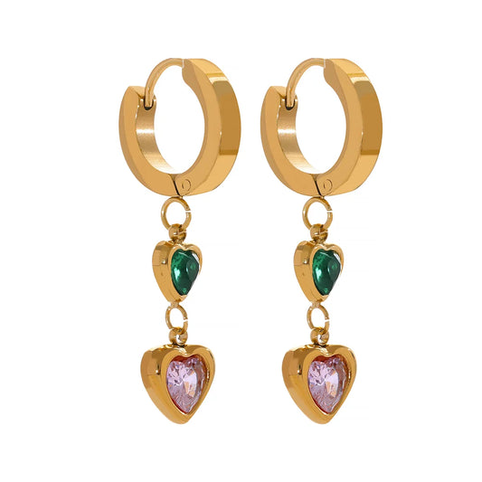 Heart cubic zirconia drop dangle earrings - product image
