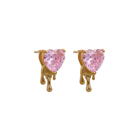 Heart cubic zirconia fashion basic stud earrings - product image