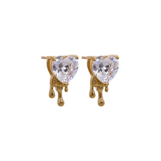 Heart cubic zirconia fashion basic stud earrings - product image