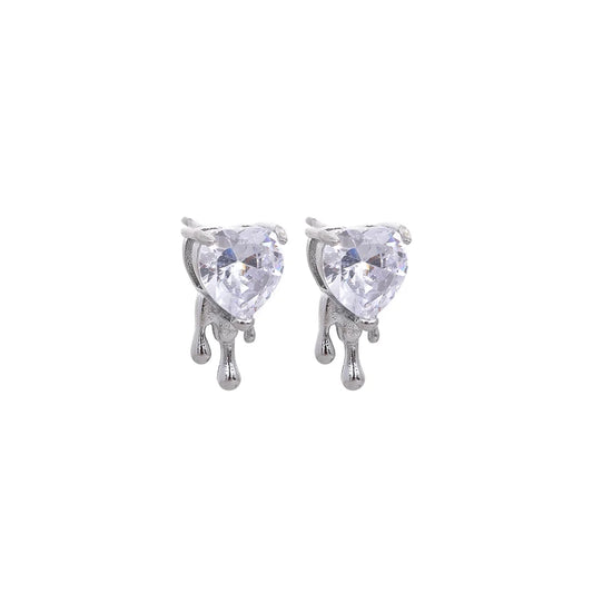Heart cubic zirconia fashion basic stud earrings - product image