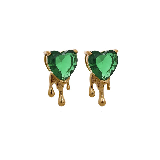 Heart cubic zirconia fashion basic stud earrings - product image