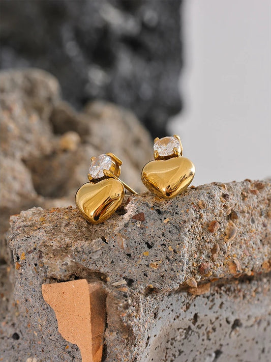 Heart cubic zirconia stud earrings - product image