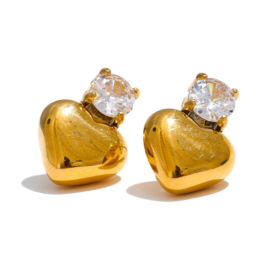 Heart cubic zirconia stud earrings - product image