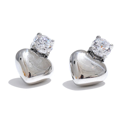 Heart cubic zirconia stud earrings - product image