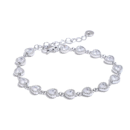 Heart cubic zirconia waterproof charm bracelet - product image