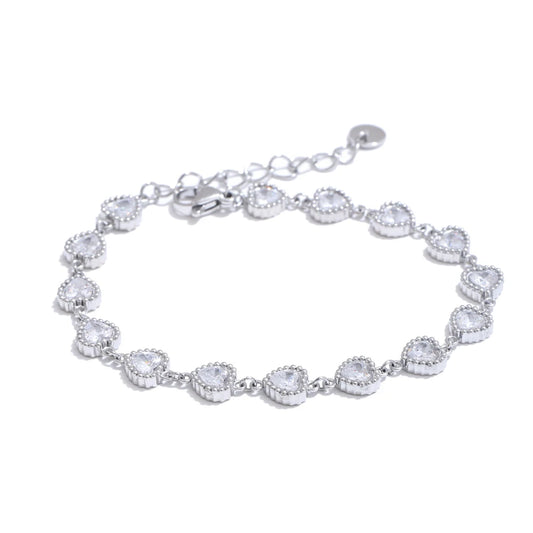Heart cubic zirconia waterproof charm bracelet - product image