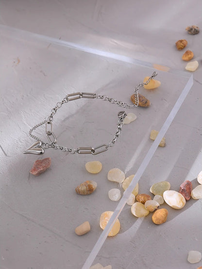Heart double layered link chain charm bracelet women - product image