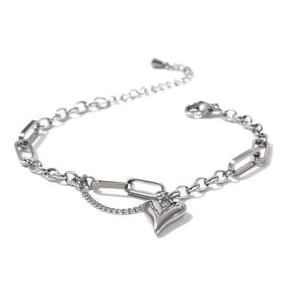 Heart double layered link chain charm bracelet women - product image