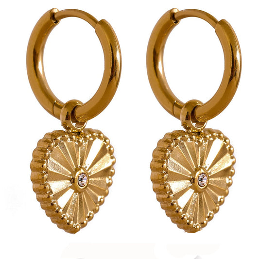 Heart drop huggie hoop earrings women - product image