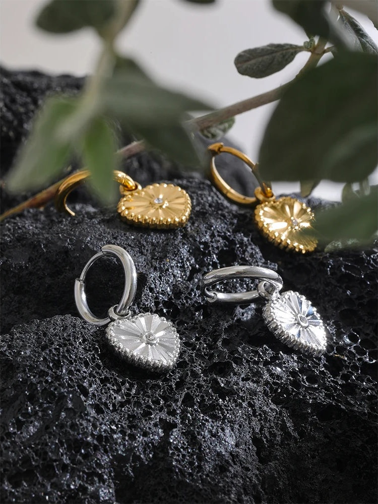 Heart drop huggie hoop earrings women - product image