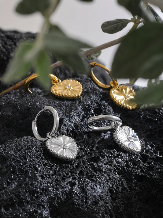 Heart drop huggie hoop earrings women - product image