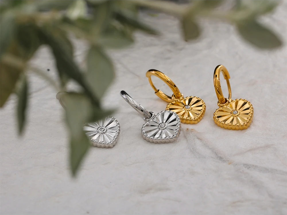 Heart drop huggie hoop earrings women - product image