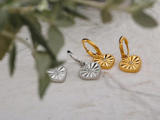 Heart drop huggie hoop earrings women - product image