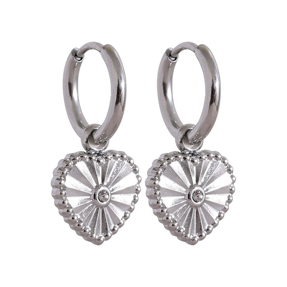 Heart drop huggie hoop earrings women - product image