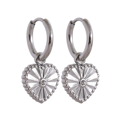 Heart drop huggie hoop earrings women - product image