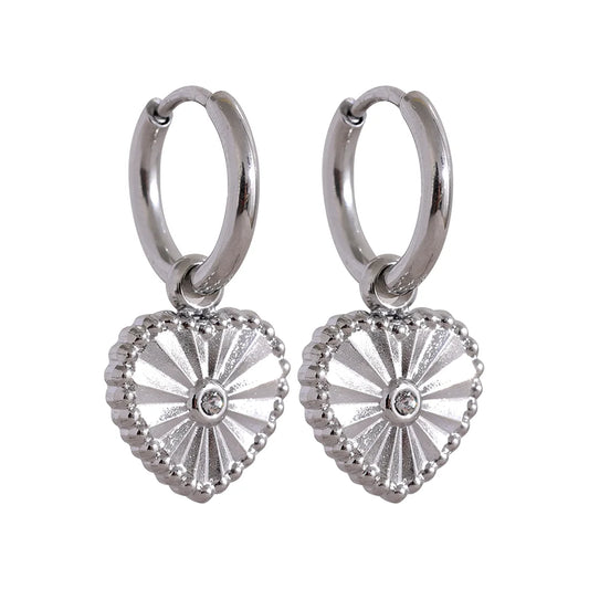 Heart drop huggie hoop earrings women - product image