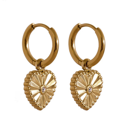 Heart drop huggie hoop earrings women - product image