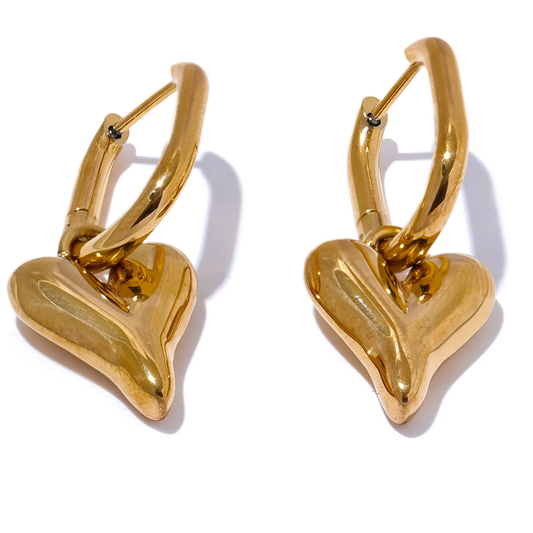 Heart drop water resistant hoop earrings - product image