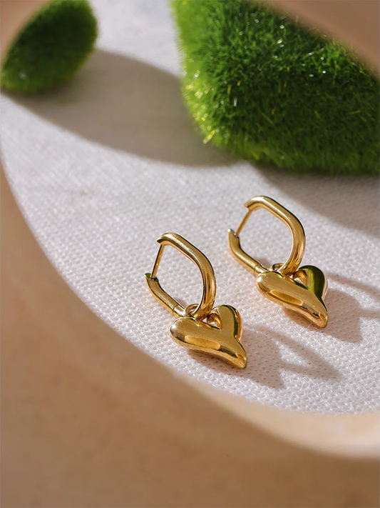 Heart drop water resistant hoop earrings - product image