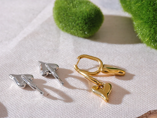 Heart drop water resistant hoop earrings - product image