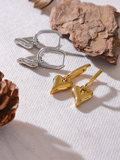 Heart drop water resistant hoop earrings - product image