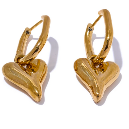 Heart drop water resistant hoop earrings - product image