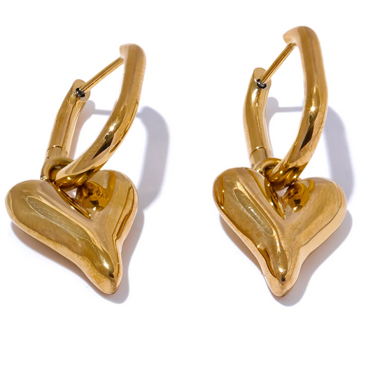 Heart drop water resistant hoop earrings - product image