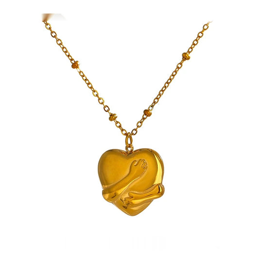 Heart embrace pendant collar necklace women - product image